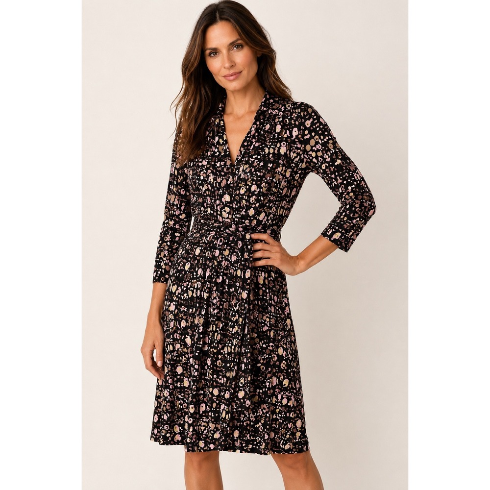 Diane Von Furstenberg DVF dress 100% silk jersey multicolored print wrap‎ Sz 4
